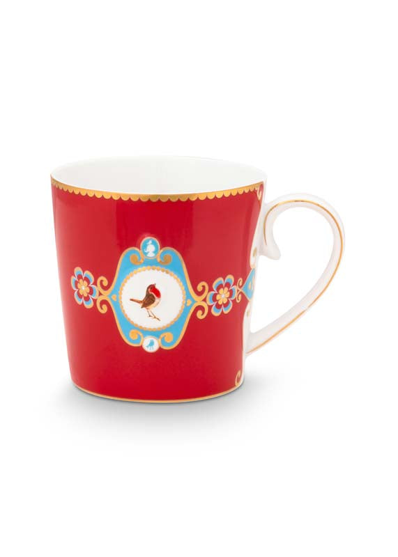 Produktbillede af Mug Large Love Birds Medallion Red 250ml på tilbud i høj kvalitet