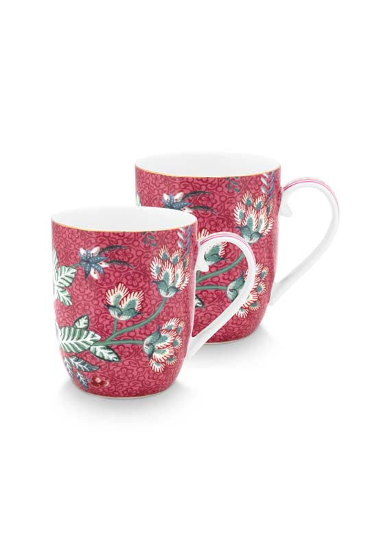 Produktbillede af Set/2 Mugs Small Flower Festival Dark Pink 145ml på tilbud i høj kvalitet
