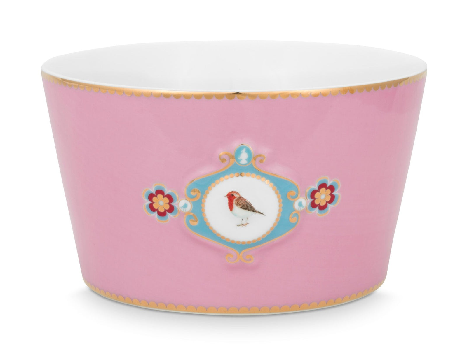Produktbillede af Bowl Love Birds Medallion Pink 15cm på tilbud i høj kvalitet