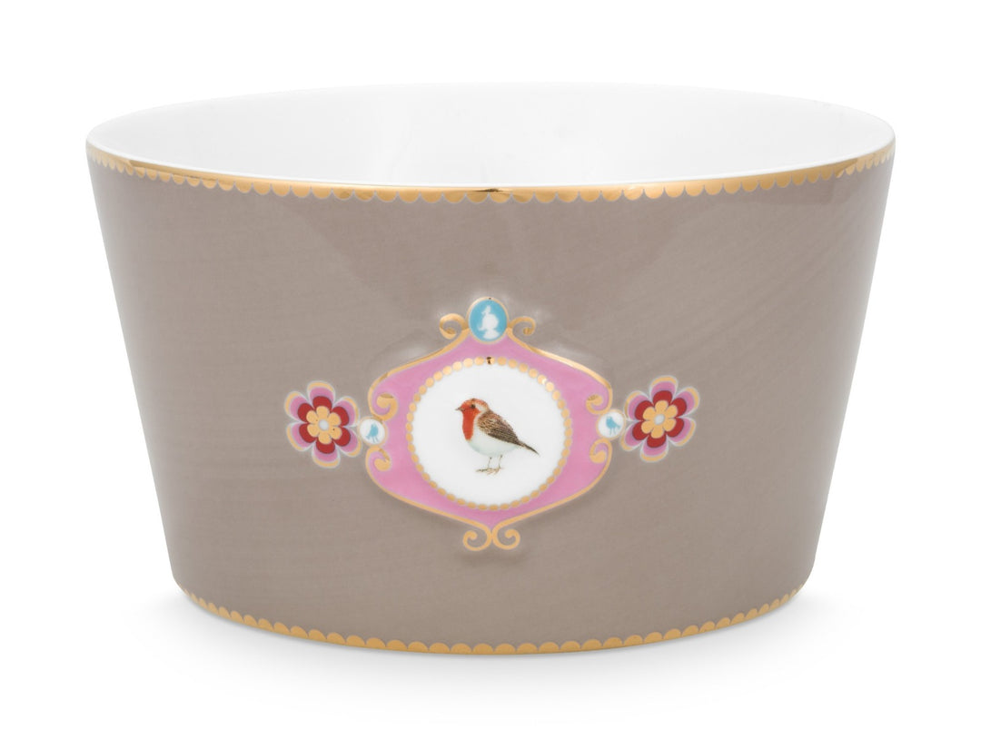 Produktbillede af Bowl Love Birds Medallion Khaki 15cm på tilbud i høj kvalitet