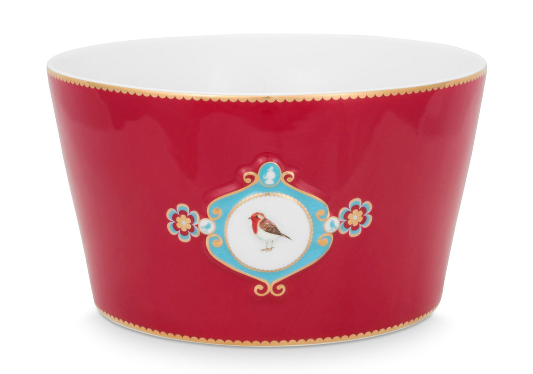 Produktbillede af Pip Studio porcelæn Love Birds Medallion stor rød skål Ø 20cm på tilbud i høj kvalitet