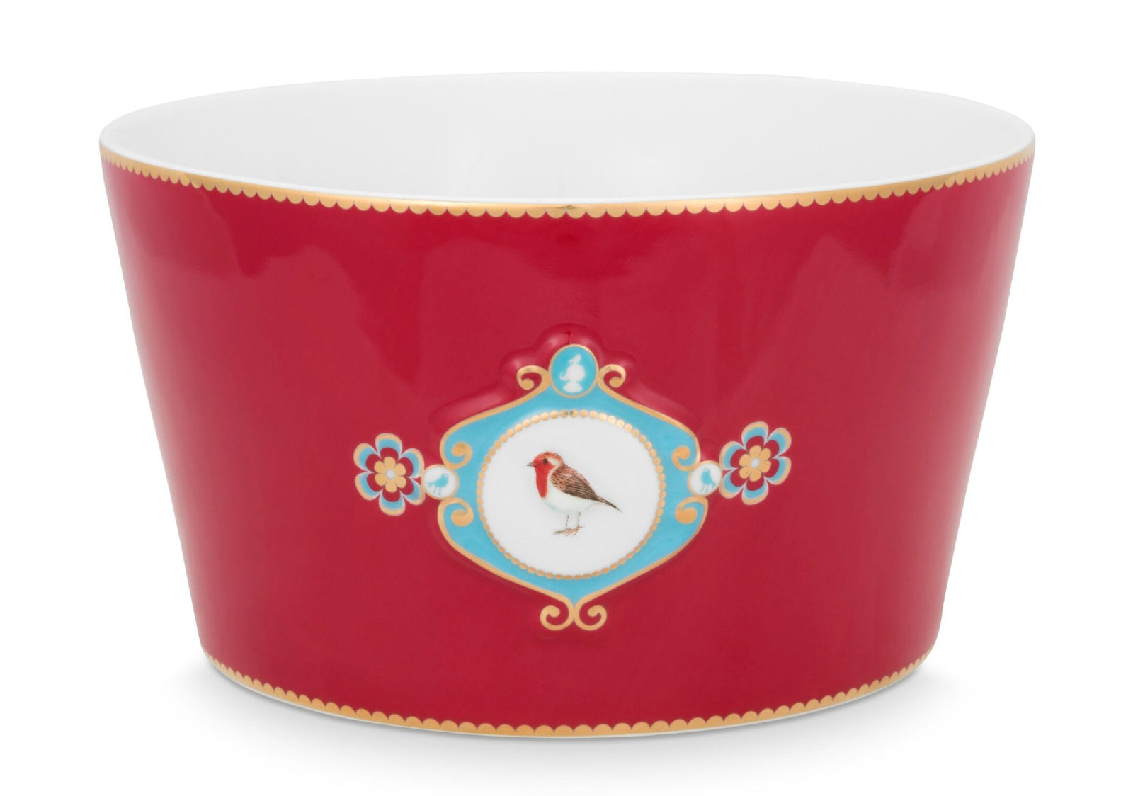 Produktbillede af Pip Studio porcelæn Love Birds Medallion stor rød skål Ø 20cm på tilbud i høj kvalitet
