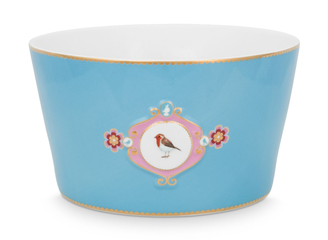 Produktbillede af Pip Studio porcelæn Love Birds Medallion stor blå skål Ø 20cm på tilbud i høj kvalitet