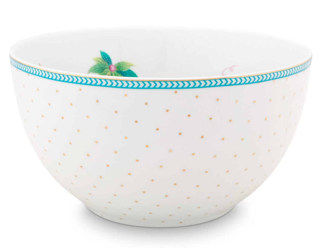 Produktbillede af Bowl Jolie Flowers Dots Gold 15cm på tilbud i høj kvalitet