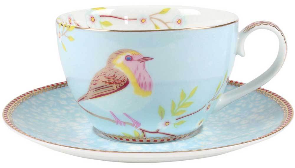 Produktbillede af Cup & Saucer Early Bird Blue 280ml på tilbud i høj kvalitet