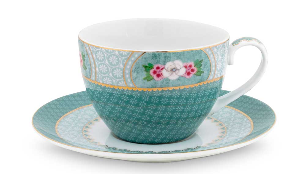 Produktbillede af Cup & Saucer Blushing Birds Blue 280ml på tilbud i høj kvalitet