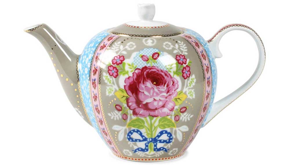 Produktbillede af Pip studio Floral Porcelæn Tepotte Khaki på tilbud i høj kvalitet