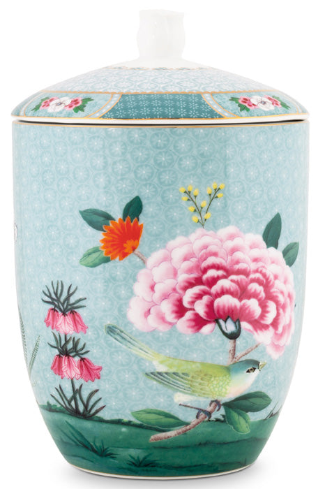 Produktbillede af Pip studio Porcelæn Blushing Bird Stor Krukke M/Låg Blue på tilbud i høj kvalitet