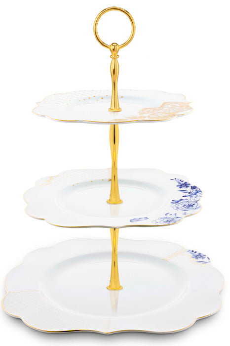 Produktbillede af Pip studio Porcelæn Royal White Kageopsats i 3 Etager på tilbud i høj kvalitet