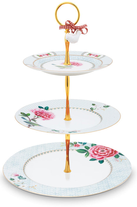 Produktbillede af Pip studio Porcelæn Blushing Birds Kageopsats i 3 Etager Hvid på tilbud i høj kvalitet