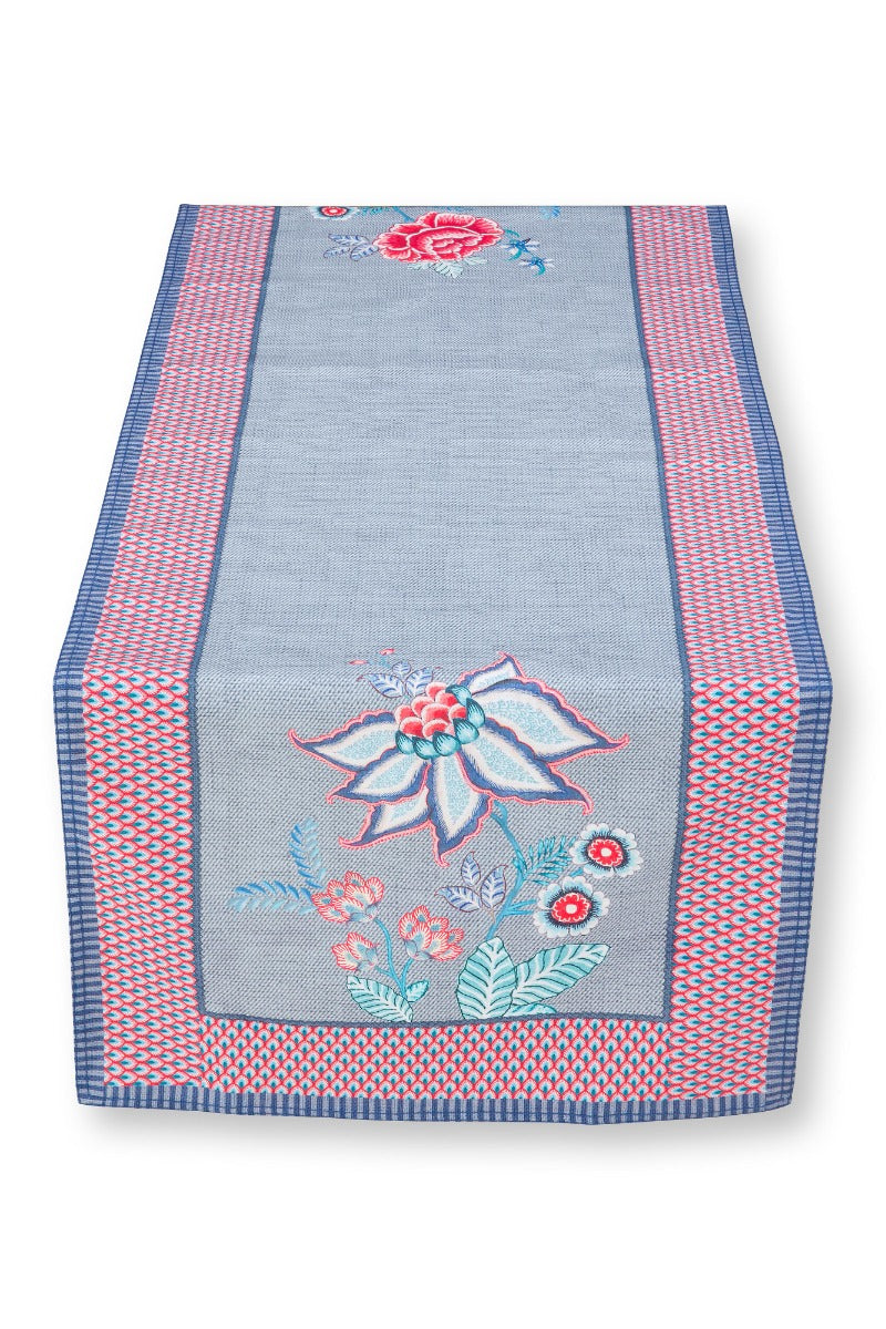 Produktbillede af Table Runner Flower Festival Blue 50x150cm på tilbud i høj kvalitet