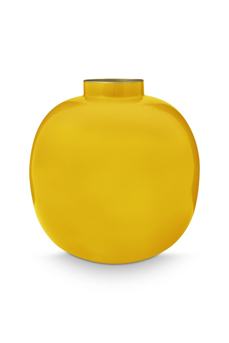 Produktbillede af Vase Metal Yellow 23cm på tilbud i høj kvalitet