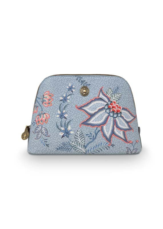 Produktbillede af Pip Studio medium kosmetisk taske Flower Festival lys blå på tilbud i høj kvalitet