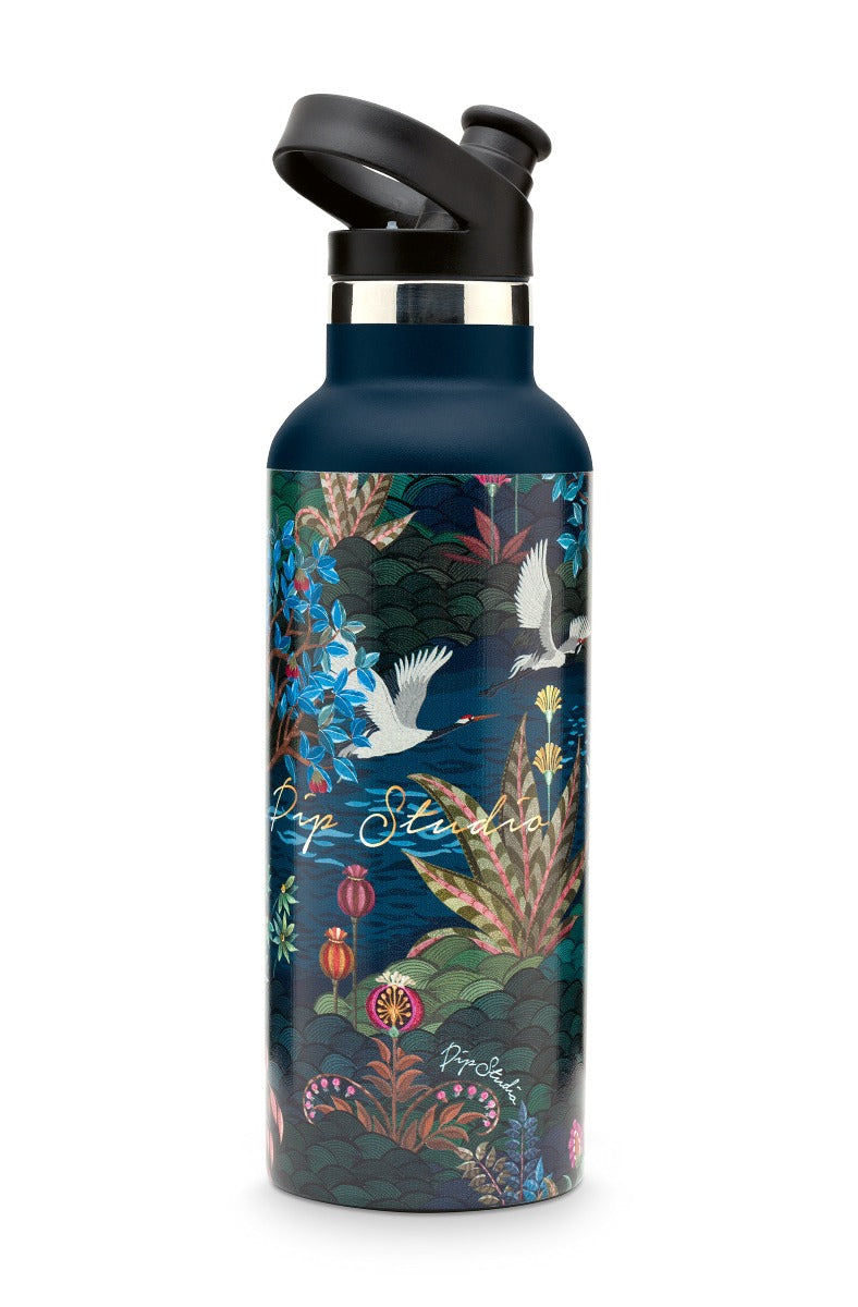 Produktbillede af Pip studio vandflaske garden dark blue 600ml på tilbud i høj kvalitet