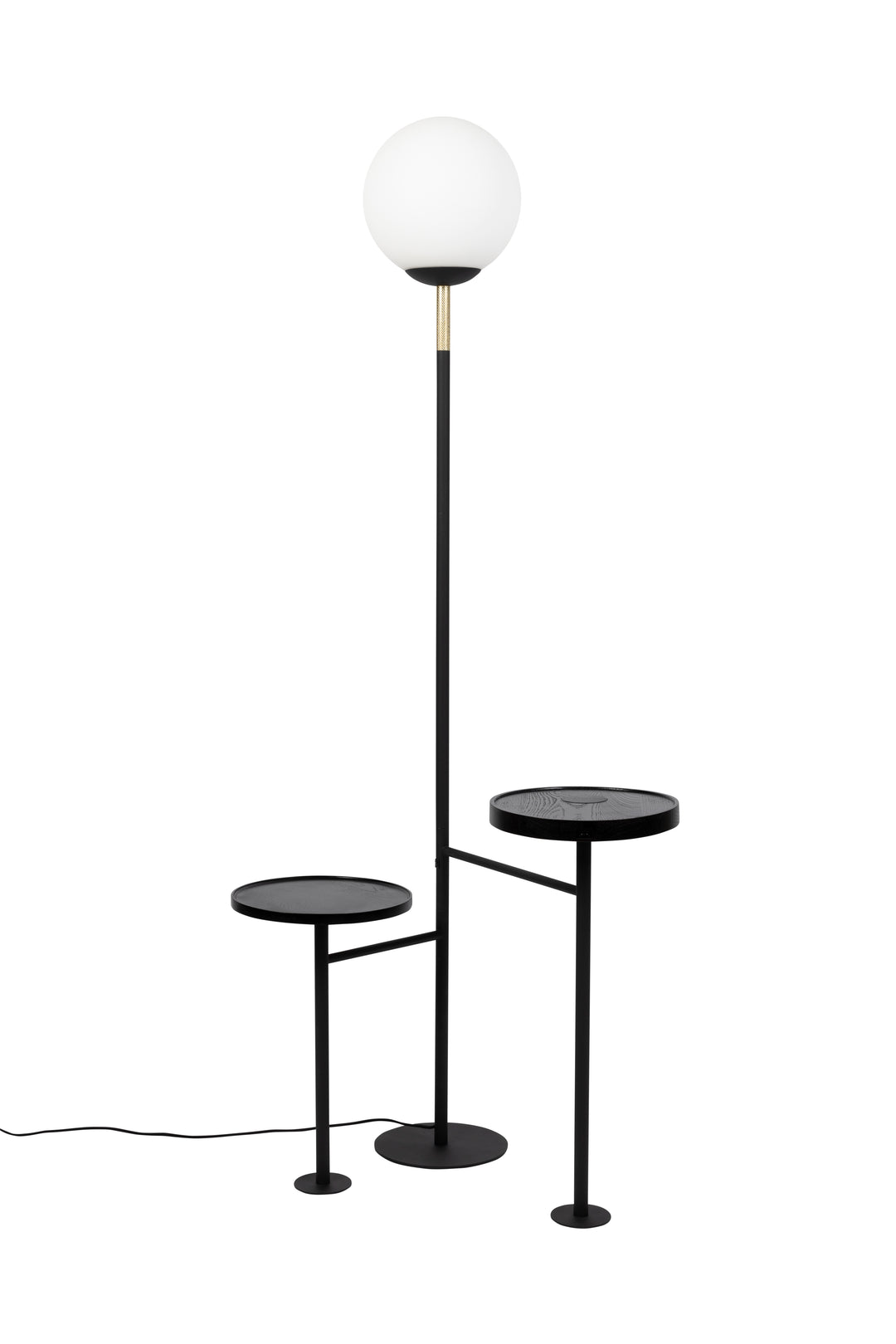 ZUIVER Orion Charge gulvlampe m. 2 borde trådløs ladestation USB-port opal glas og sort jern