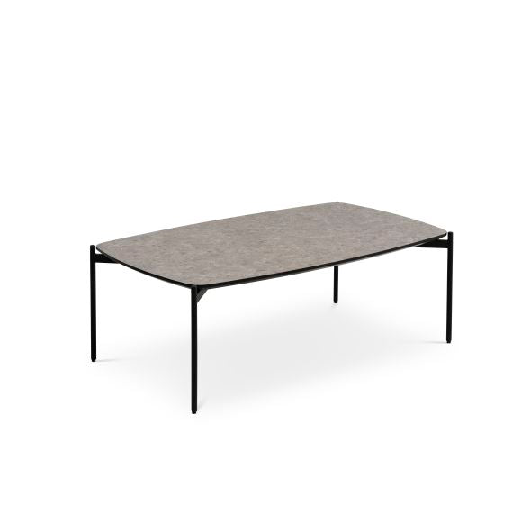 Malta sofabord rektangulær beige terrazzo HPL og sort metal 120x70xH:42