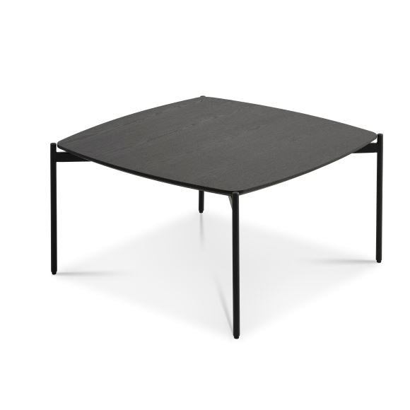 Malta sofabord kvadratisk sort askefinér og sort metal 80x80xH:50