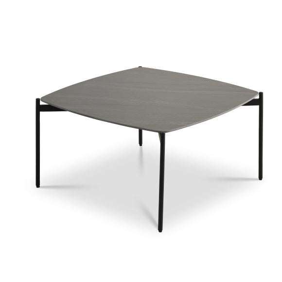 Produktbillede af Malta sofabord kvadratisk antracitgrå keramik og sort metal 80x80xH:42 i premium kvalitet