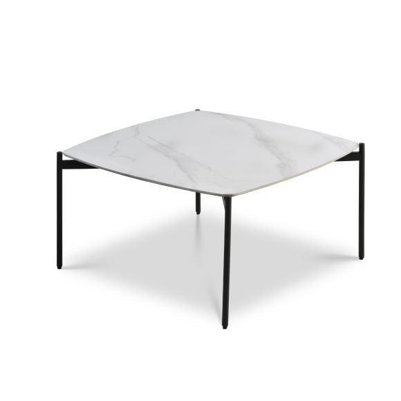 Produktbillede af Malta sofabord kvadratisk hvid keramik og sort metal 80x80xH:42 i premium kvalitet