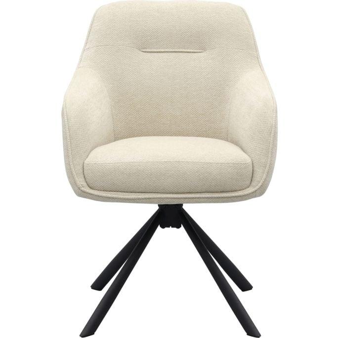 Avola drejestol m. armlæn sand chenille polyester stof og sort stål