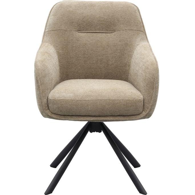 Avola drejestol m. armlæn taupe chenille polyester stof og sort stål