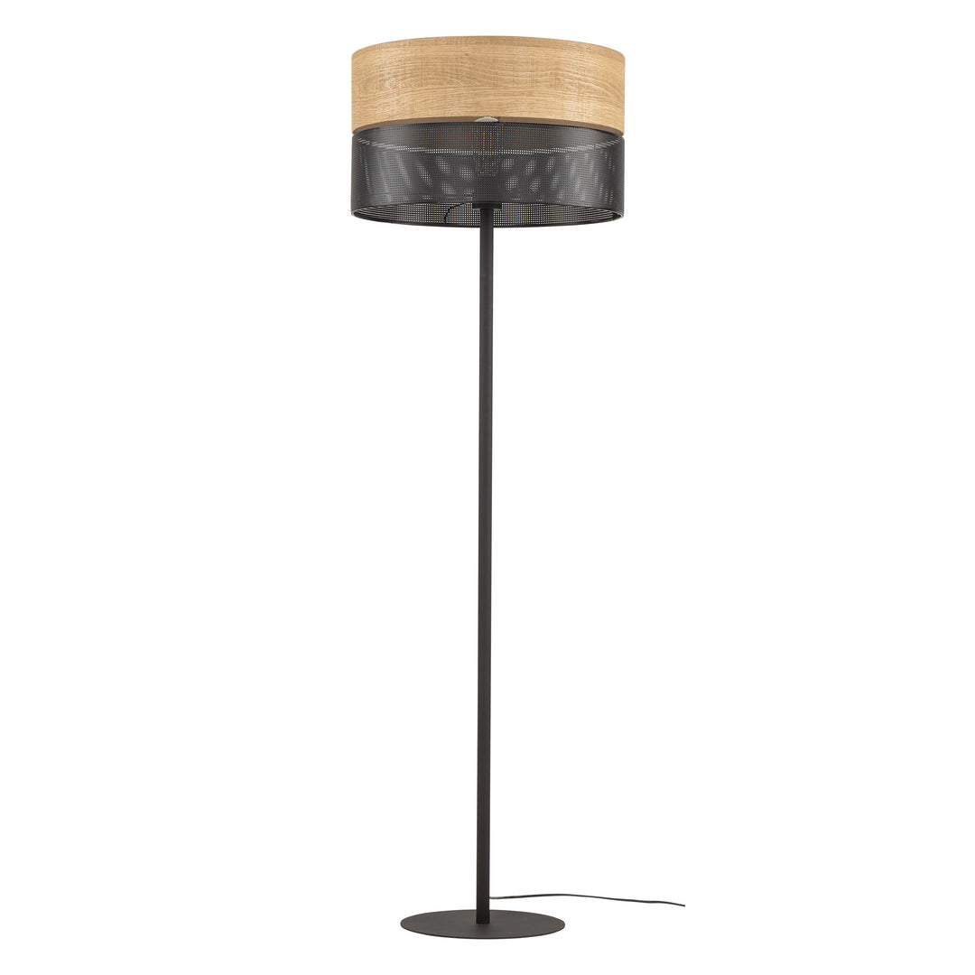 TK Nicol gulvlampe natur finér og sort PVC-folie/metal