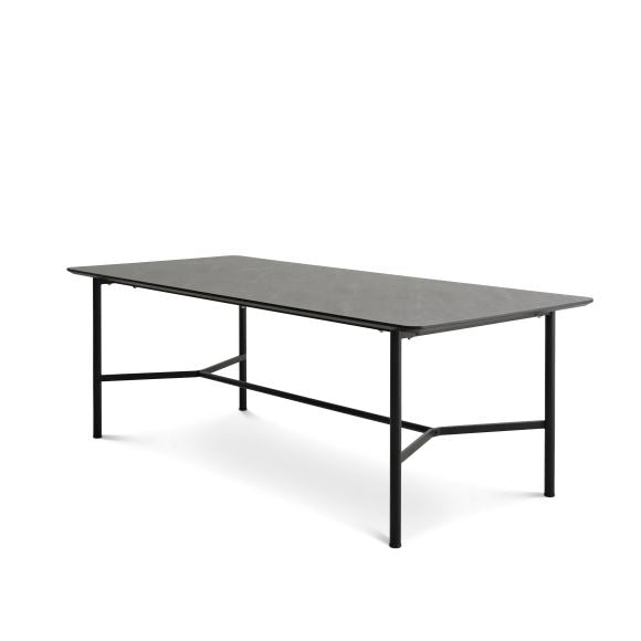 Bering spisebord rektangulær antracitgrå HPL og sort metal 100x220