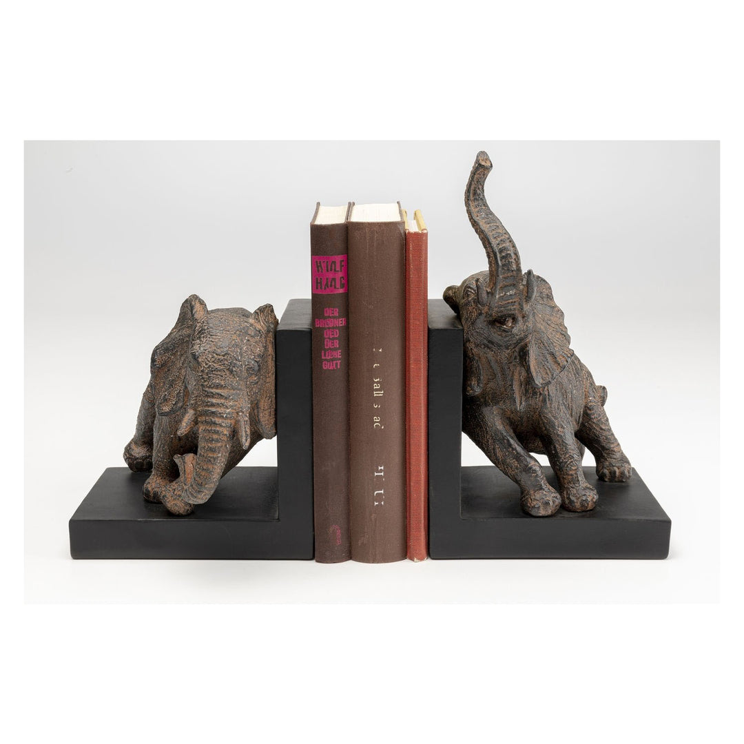 KARE DESIGN Elephants bogstøtte brun polyresin sæt á 2