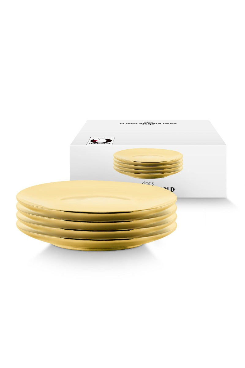 Produktbillede af Set/4 Plates Gold 12cm på tilbud i høj kvalitet