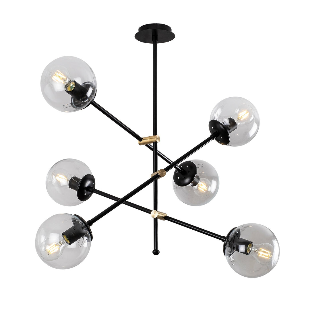 LUMI Marbella loftlampe glas og sort metal