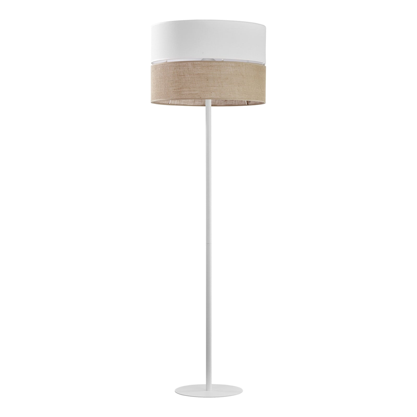 Produktbillede af TK Linobianco gulvlampe brun jute hvid stof og hvid metal i premium kvalitet