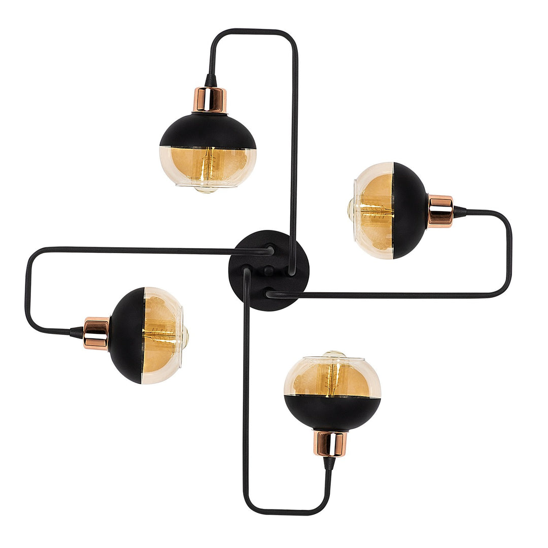 LUMI Cruz loftlampe glas og kobber/sort jern