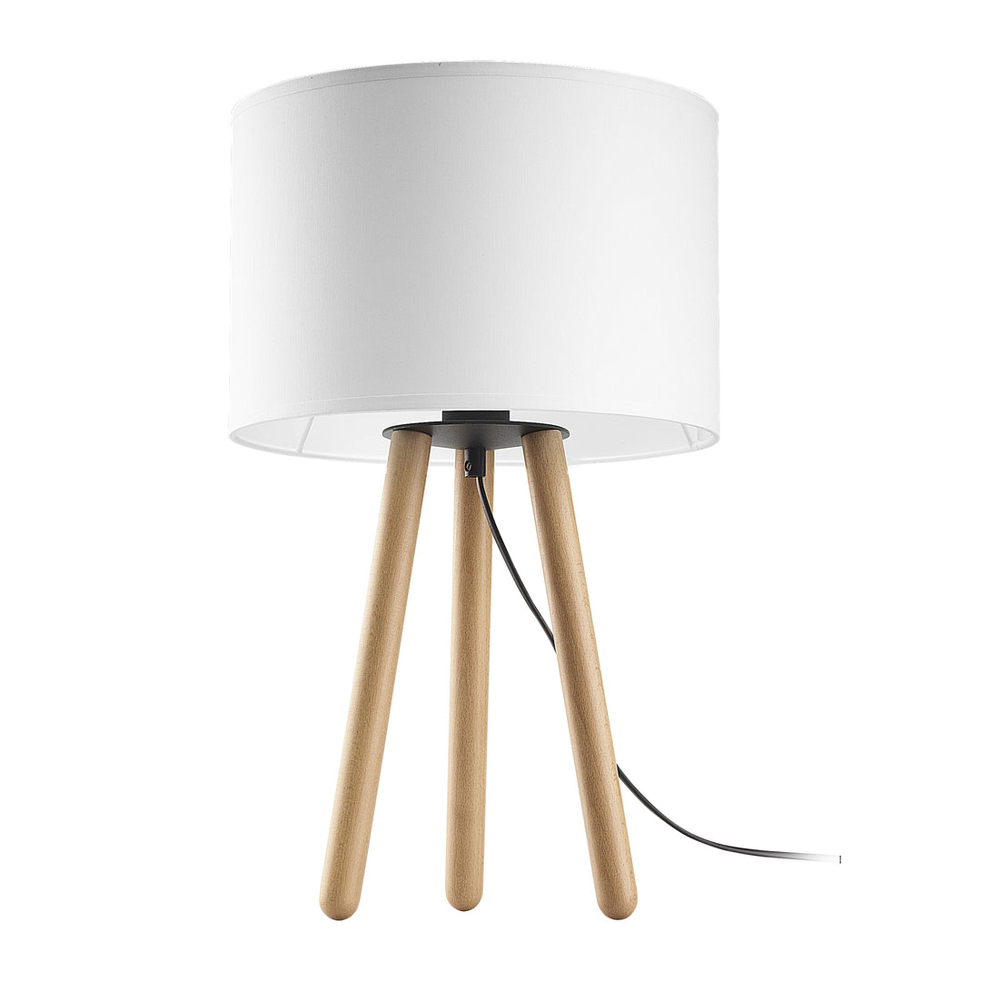TK Tokyo bordlampe hvid stof og antik fyrretræ