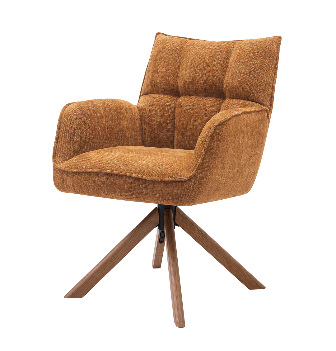 Marilla Select drejestol m. armlæn rust polyester og egetræ
