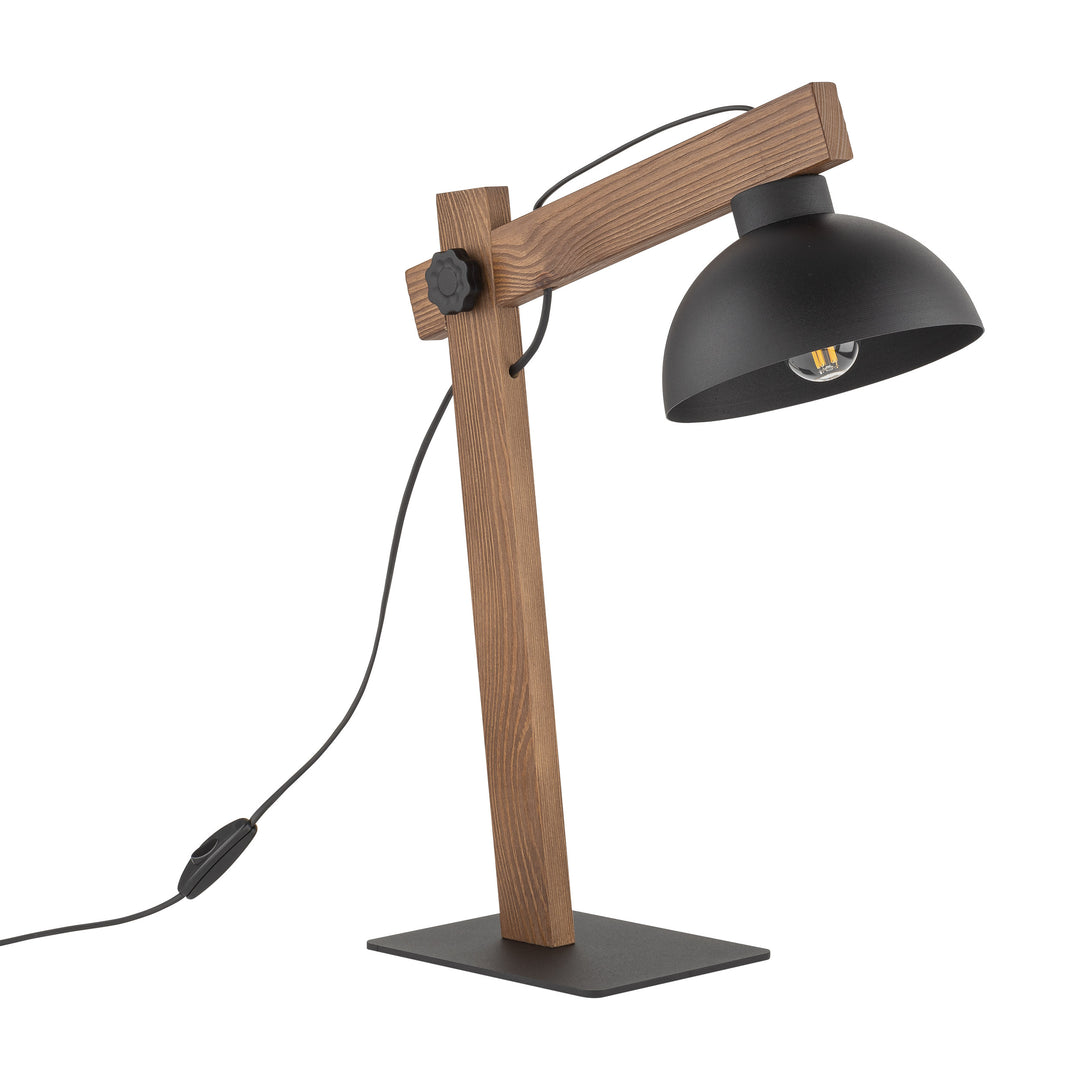 TK Oslo bordlampe sort metal og valnøddefarvet træ