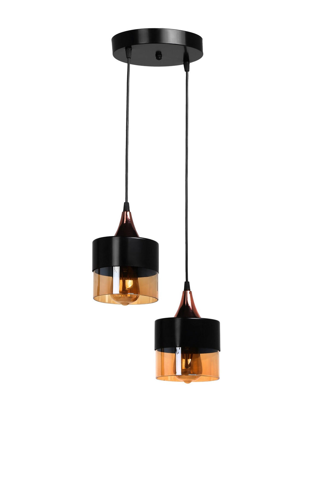 LUMI Coimbra loftlampe kobber glas og sort metal