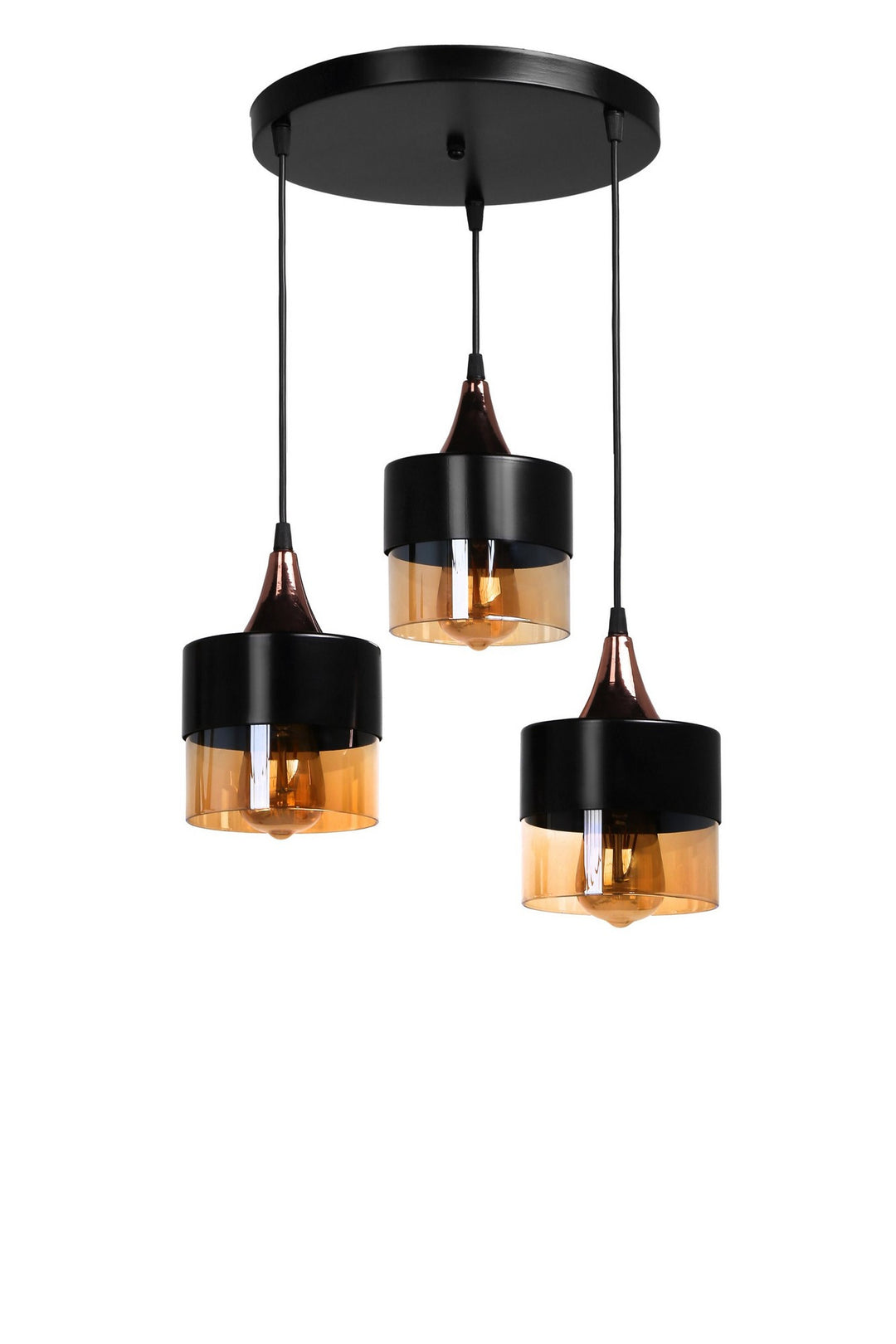 LUMI Feira loftlampe kobber glas og sort metal