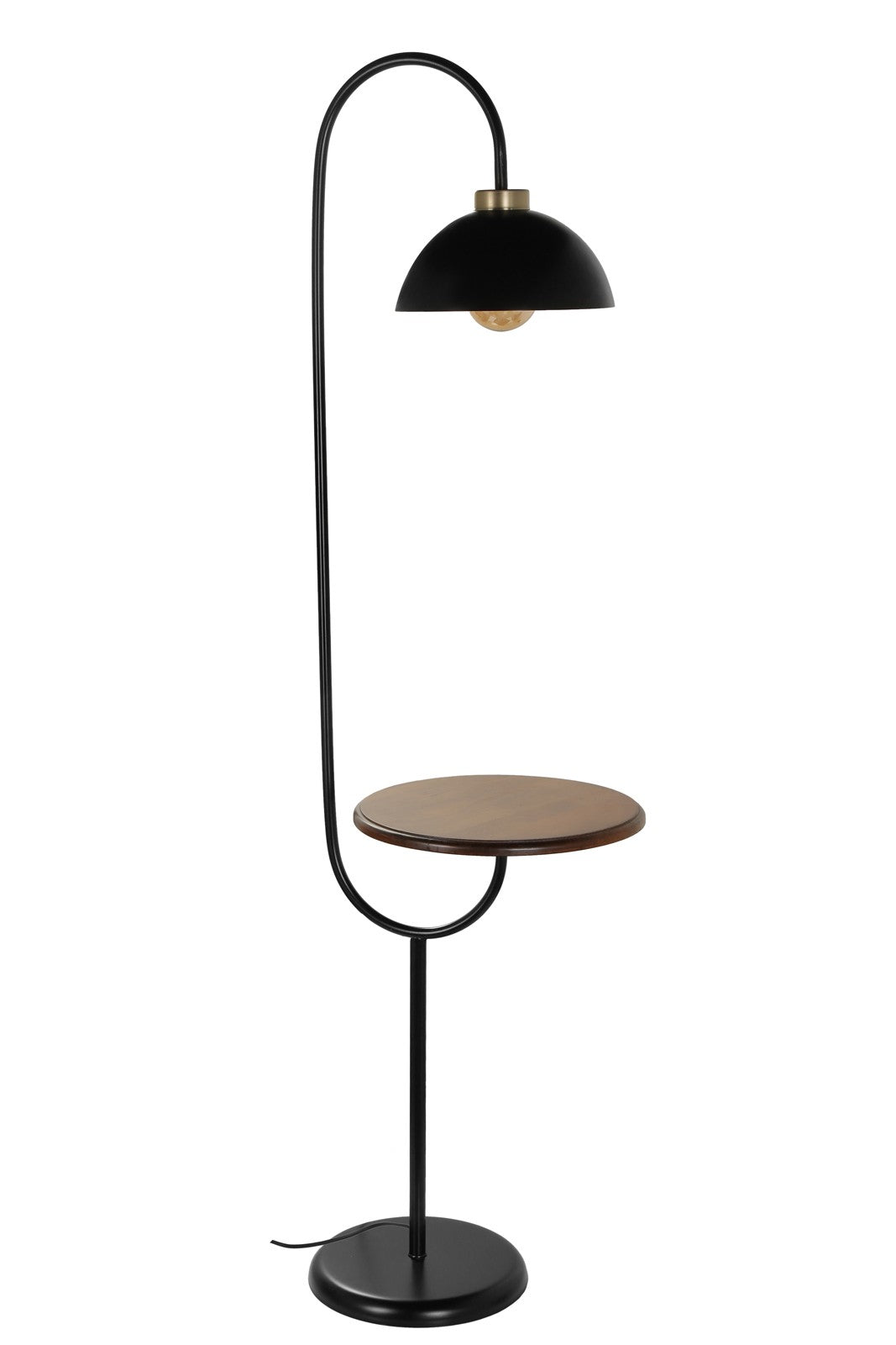 LUMI MÃ¢con gulvlampe m. træhylde sort metal