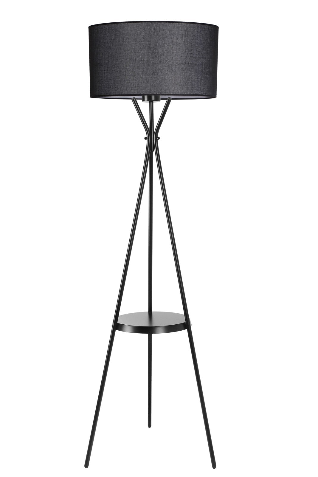 LUMI gulvlampe m. hylde sort stof og metal