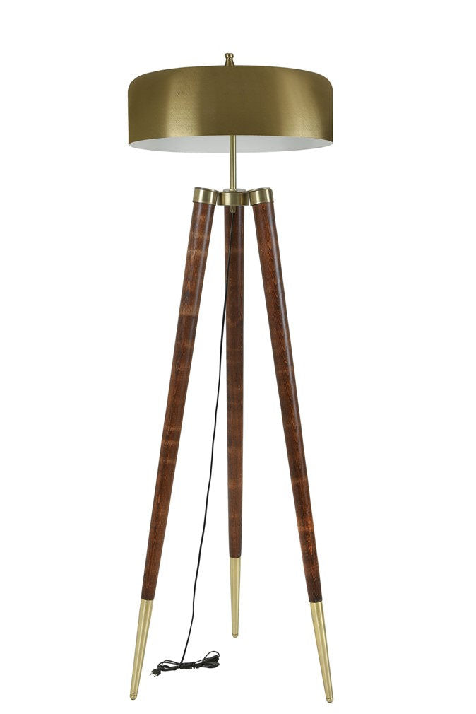 LUMI gulvlampe guld metal og natur