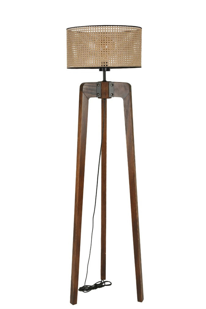 LUMI gulvlampe beige rattan og grantræ