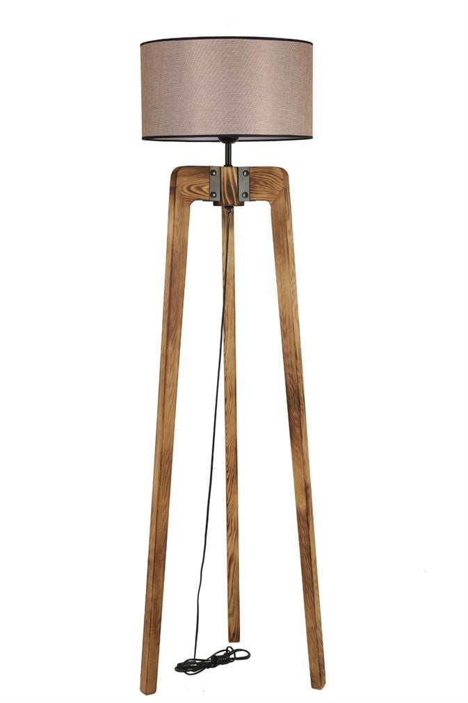 LUMI gulvlampe beige stof og grantræ
