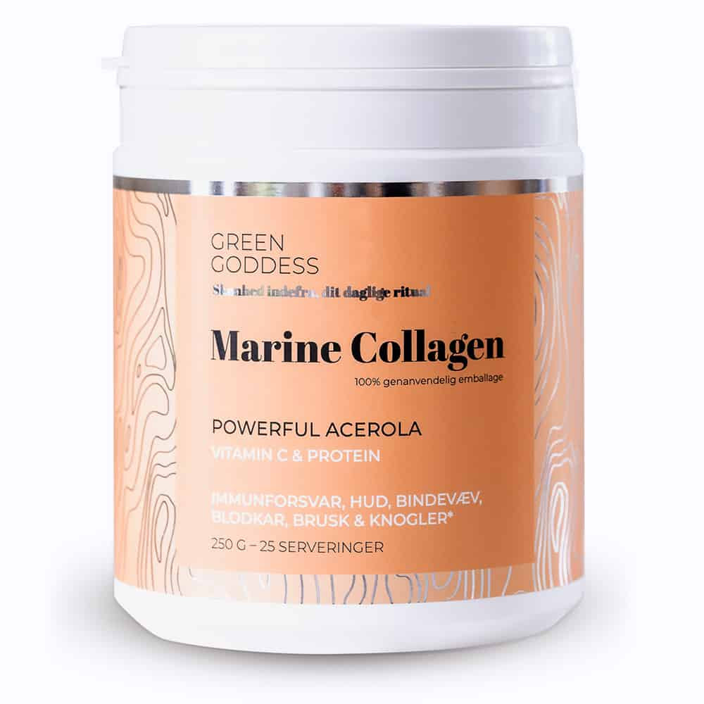 Detaljeret produktbillede af Green Goddess Marine Collagen Powerful Acerola 250g på tilbud