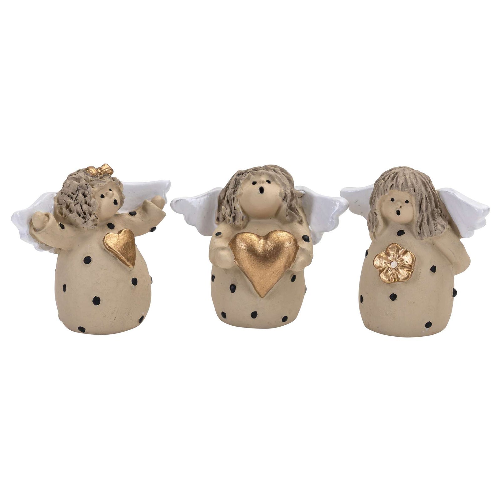 Produktbillede af Nääsgränsgården Engle Tre små med guld hjerte 3 stk i premium kvalitet