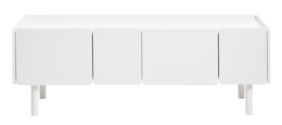 Bera TV-bord m. 4 låger hvid MDF og jern 160x45