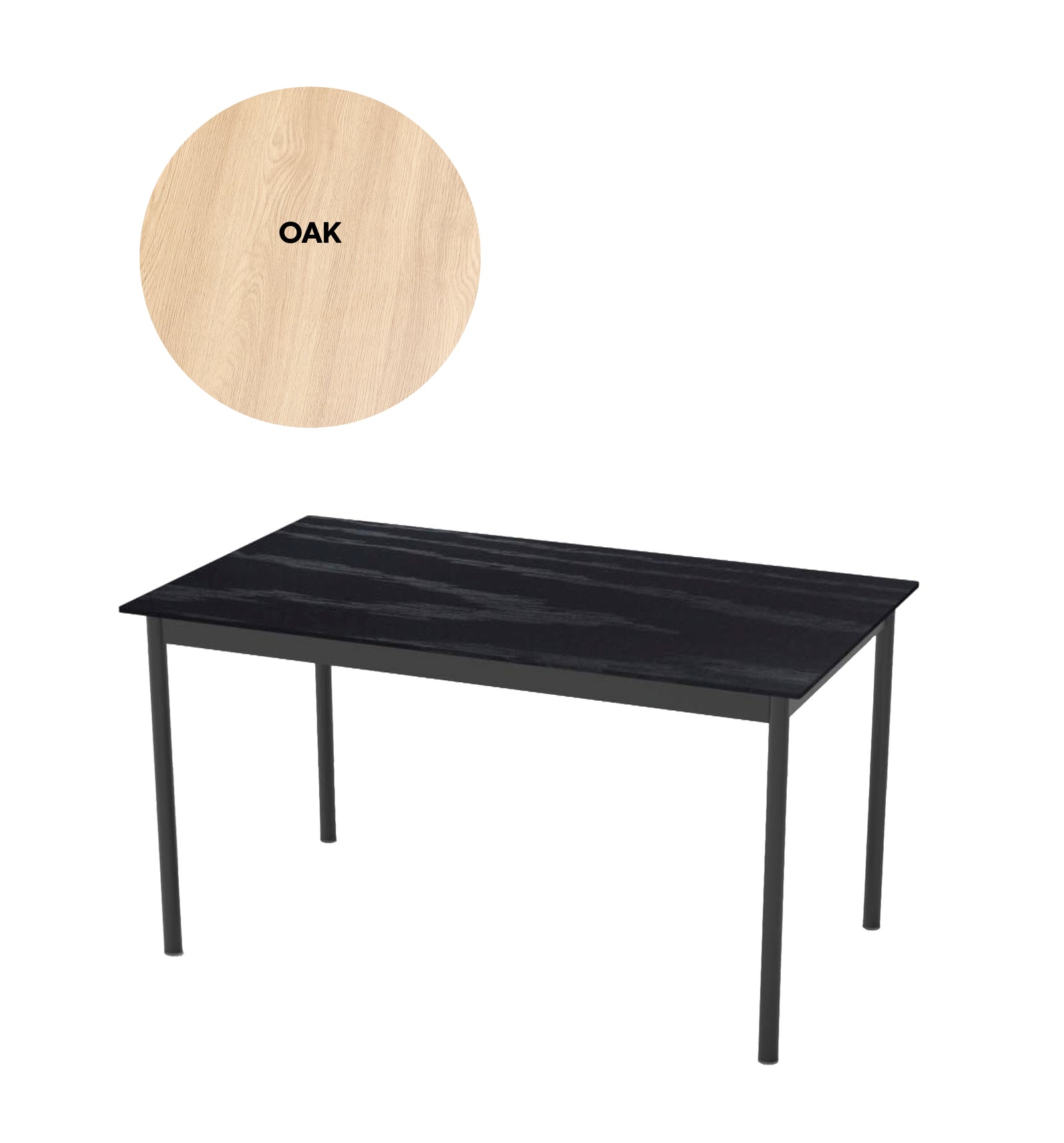 Produktbillede af Pensacola spisebord rektangulær natur eg melamin og sort metal 85x140 i premium kvalitet