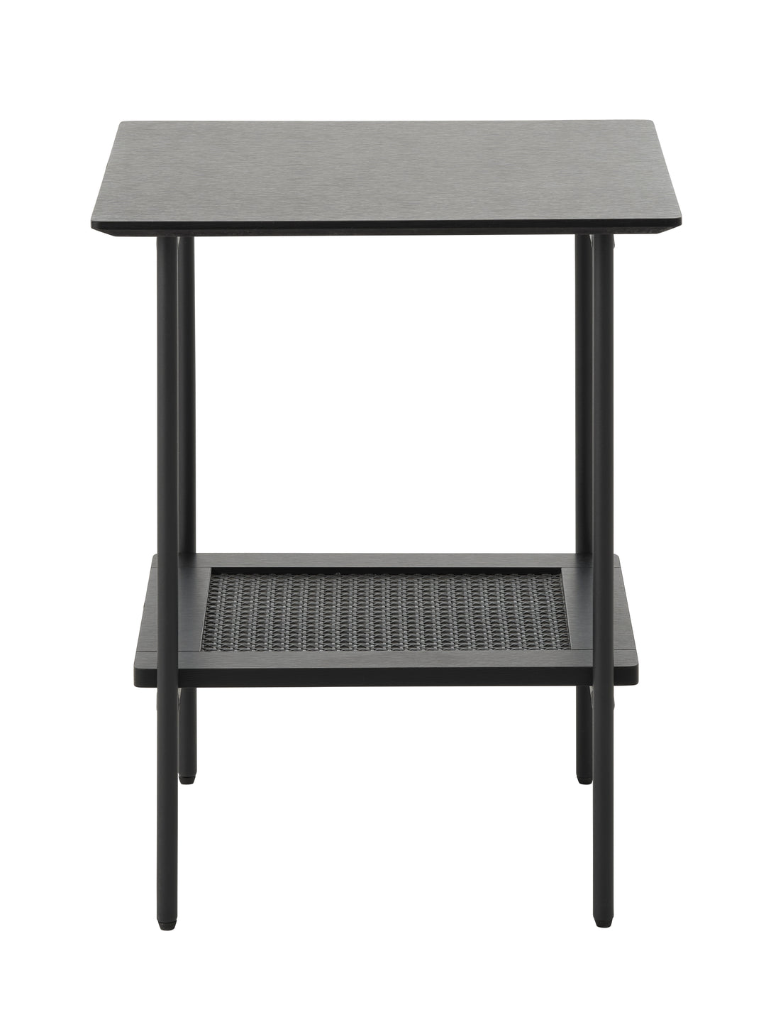 Pensacola sidebord m. 1 hylde kvadratisk sort melamin og sort polyrattan 45X45