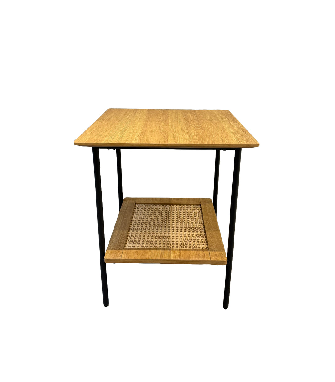 Pensacola sidebord m. 1 hylde kvadratisk natur eg melamin og natur polyrattan 45X45