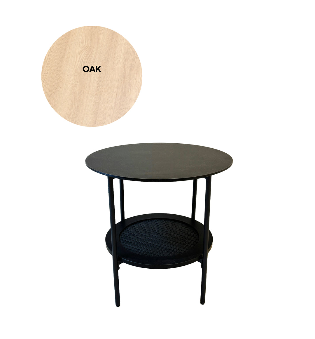 Pensacola sidebord m. 1 hylde rund natur eg melamin og natur polyrattan Ø50