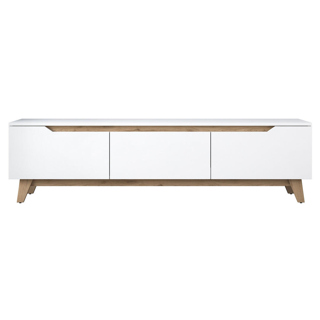 NORDVÄRK D1 TV-bord m. 3 låger hvid og valnød melamin 180x35